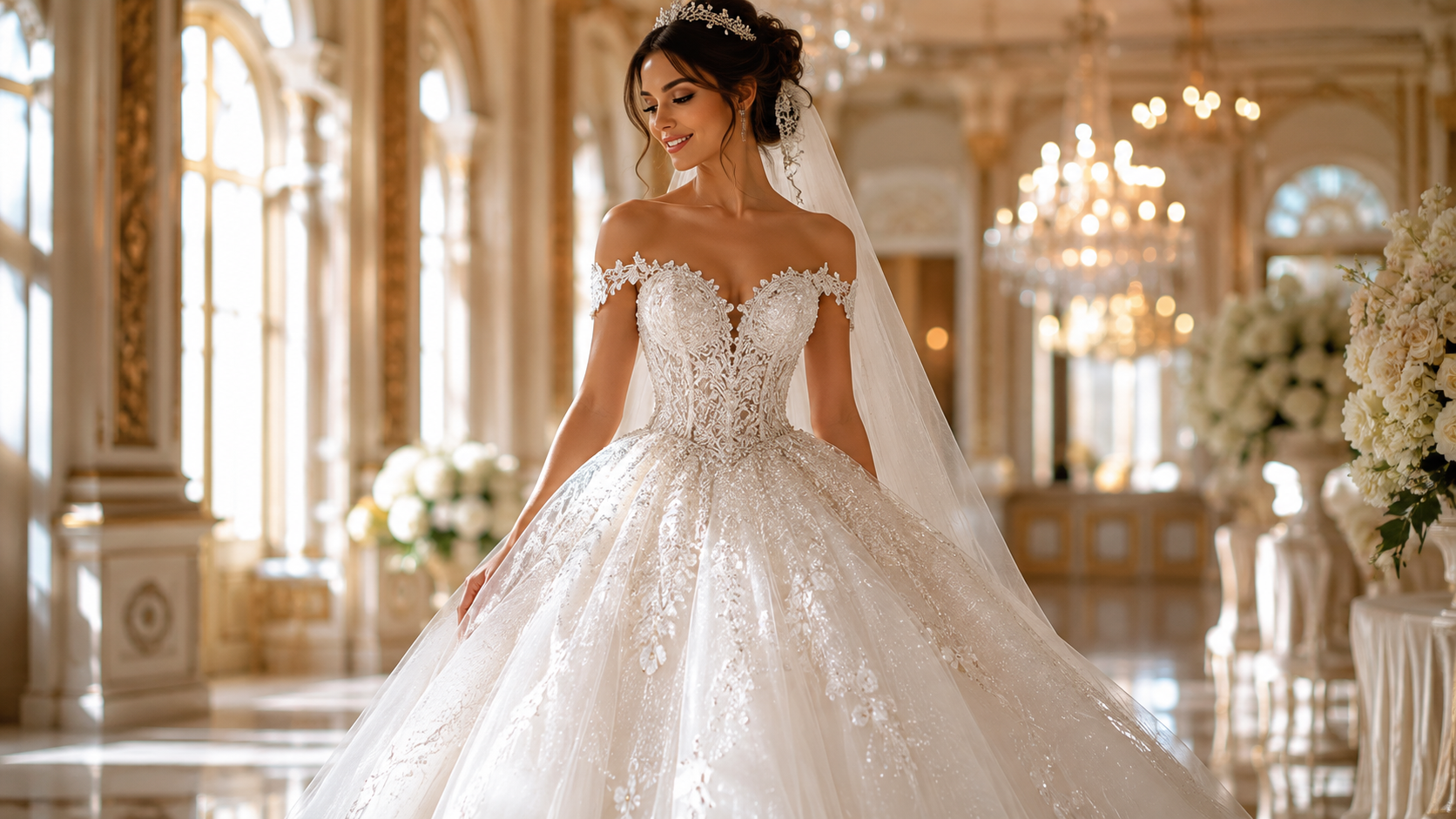 Princess-style bridal gown
