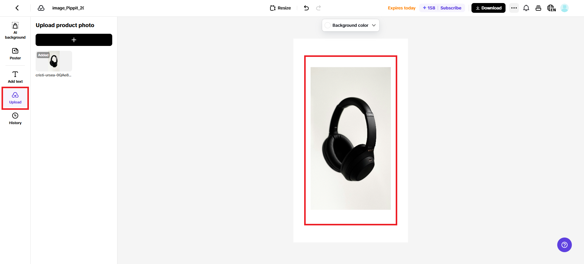 Upload your product photo