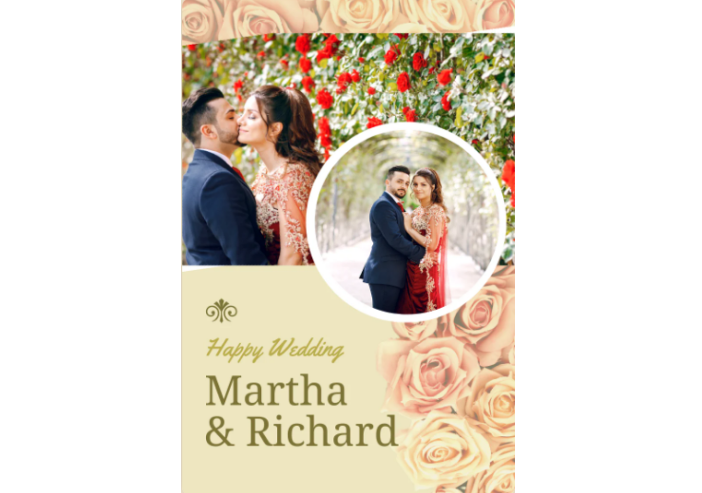 Wedding collage with soft peach vintage tones