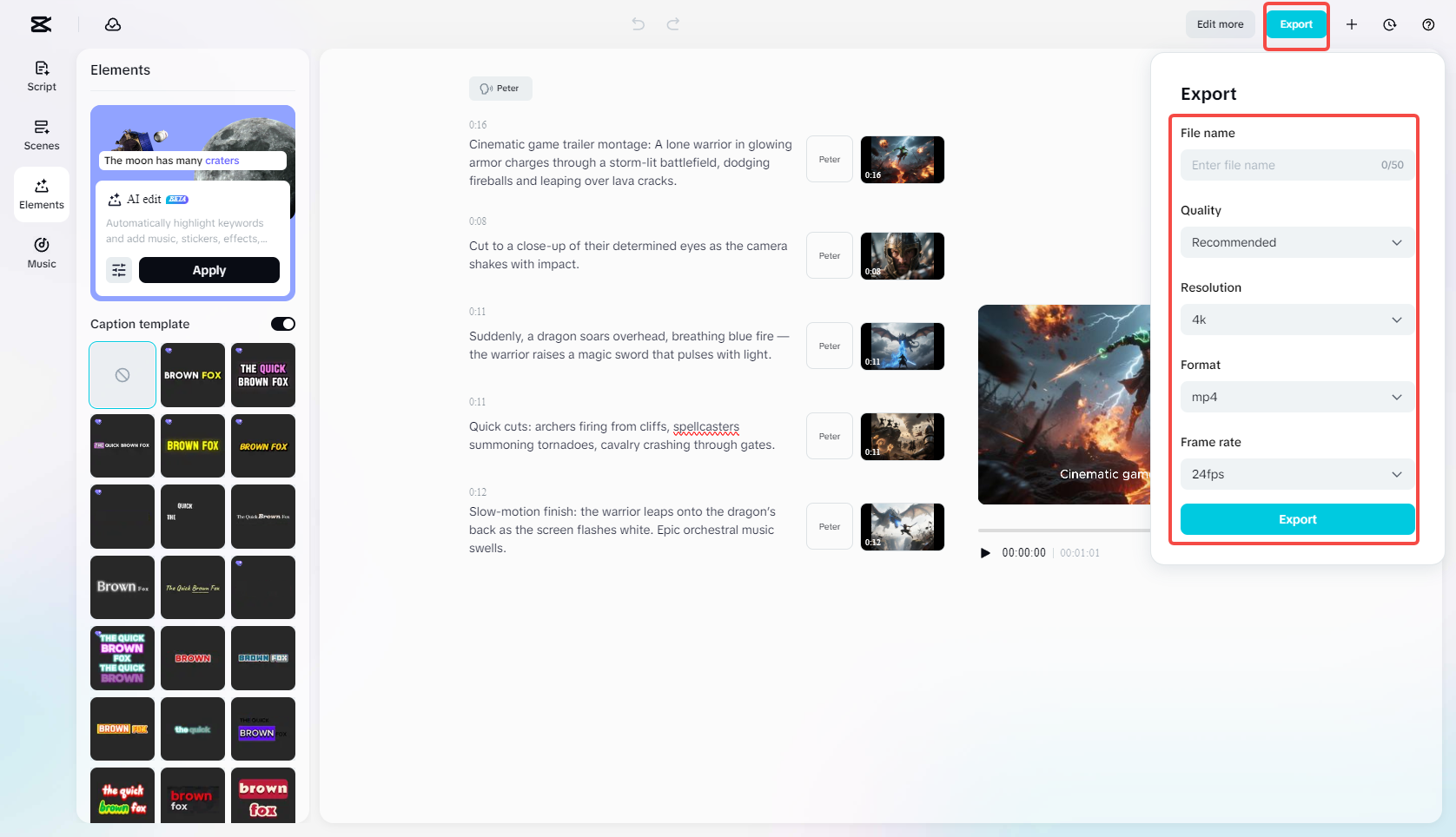 Export the game video
