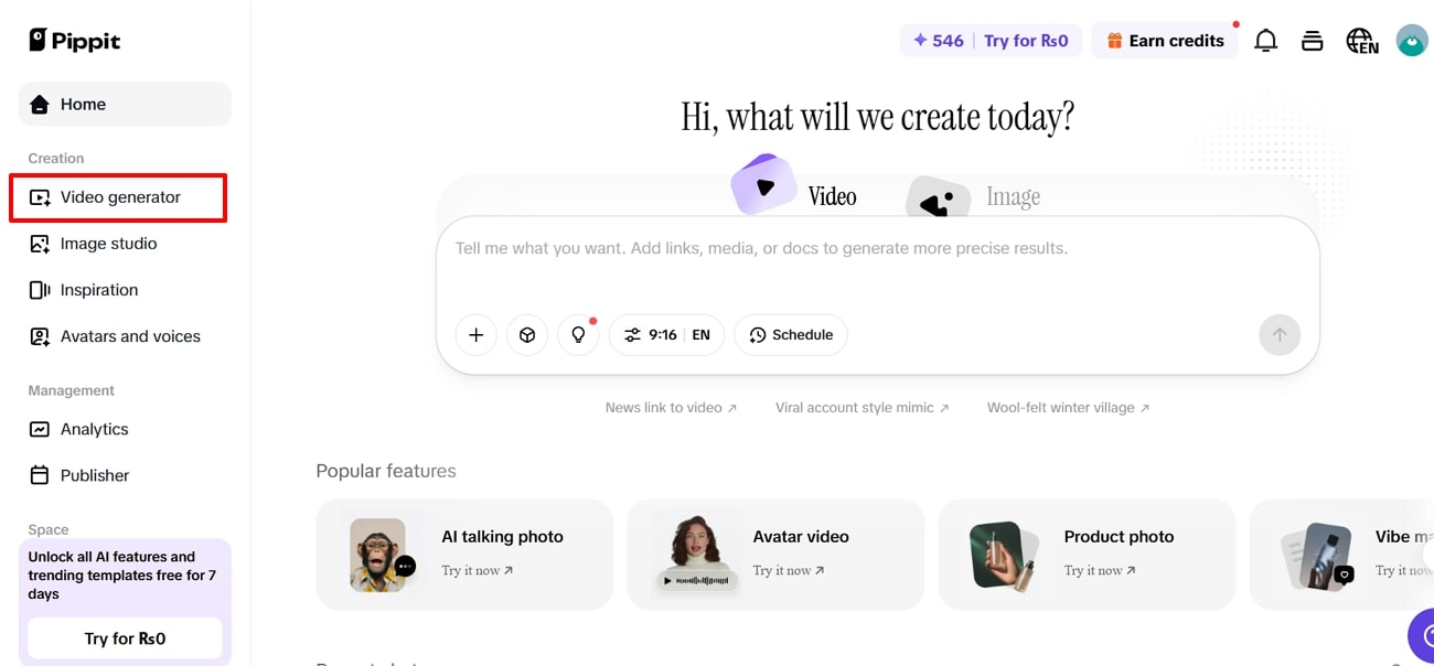 gamitin ang pippit video generator