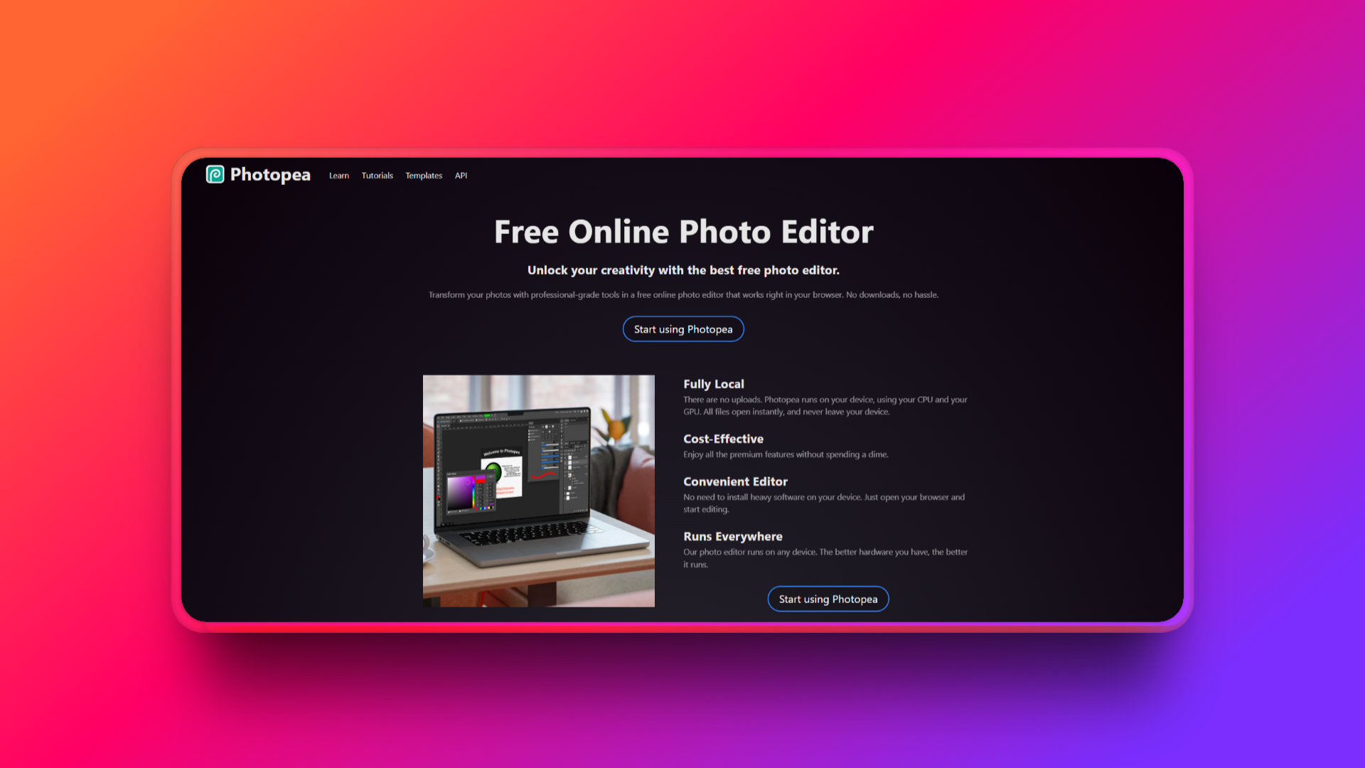 Photopea's official website