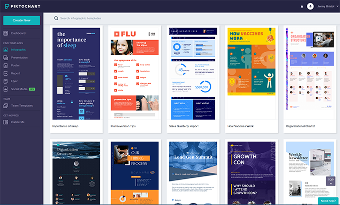 Interface do Piktochart