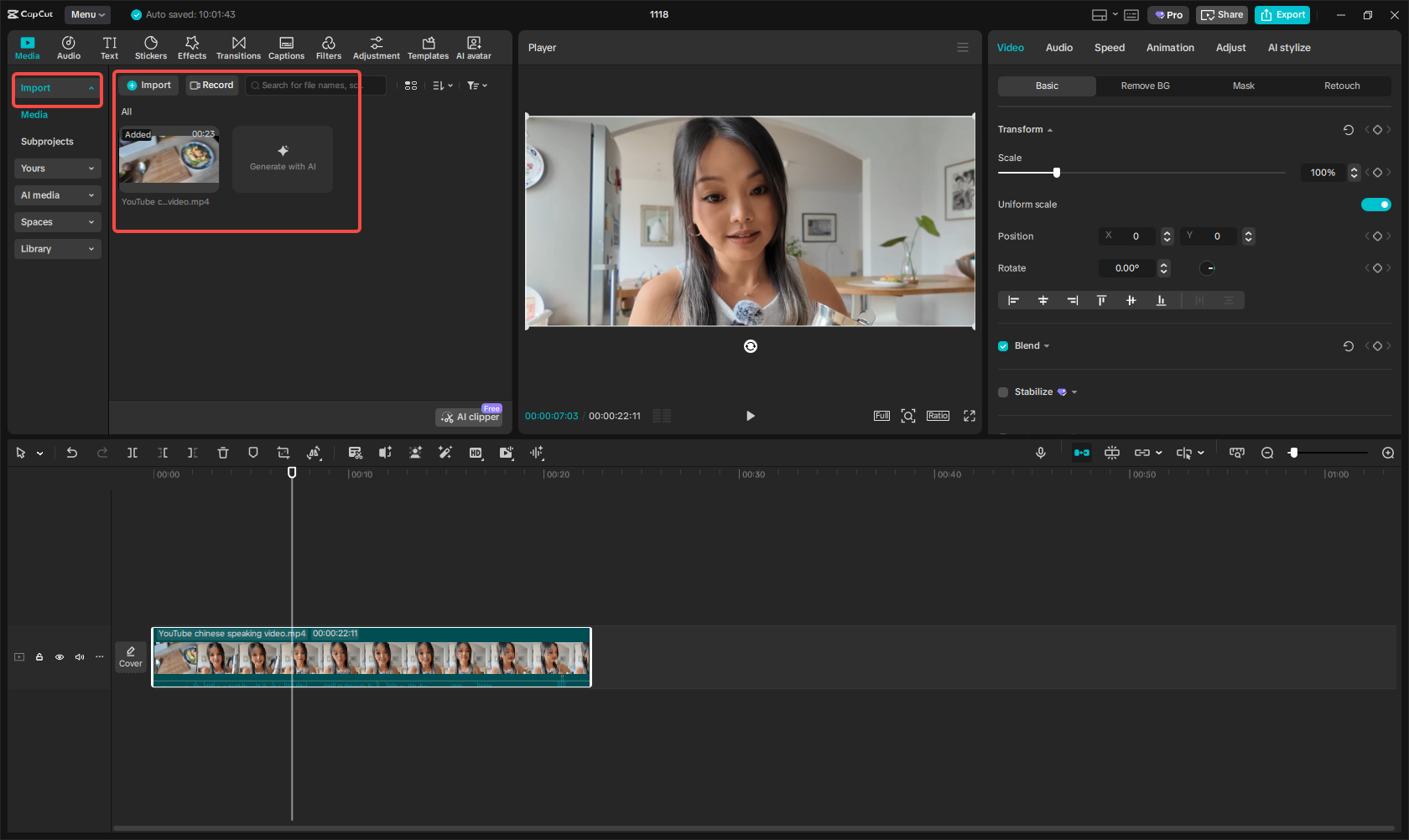 Import your video into CapCut desktop