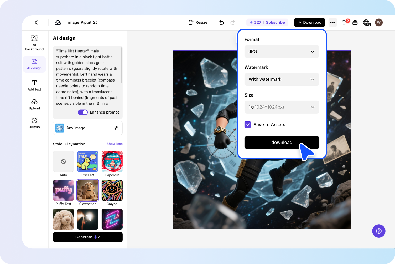 Select, customize, and download