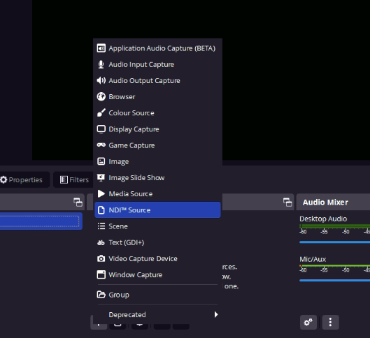 Connect NDI to streaming software