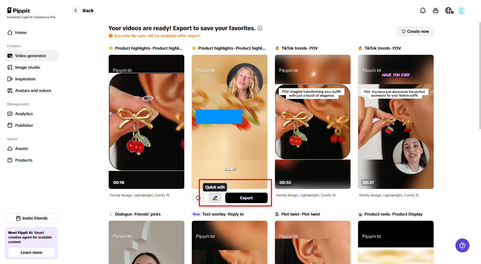 Pagandahin at i-export