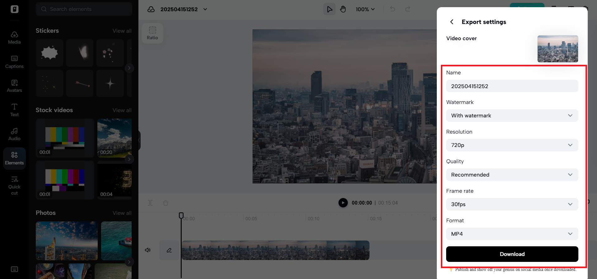 Export and share your video seamlessly