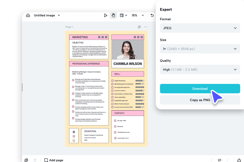 Finalize and export your resume