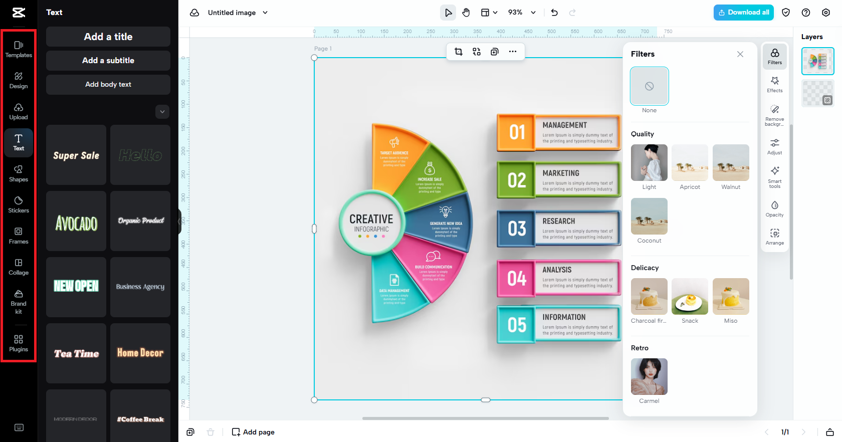 Customize with text, shapes, stickers, etc.