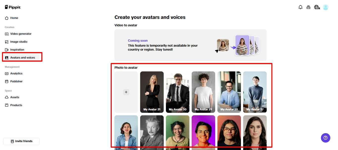 Pippit: site de deepfake com avatares de IA