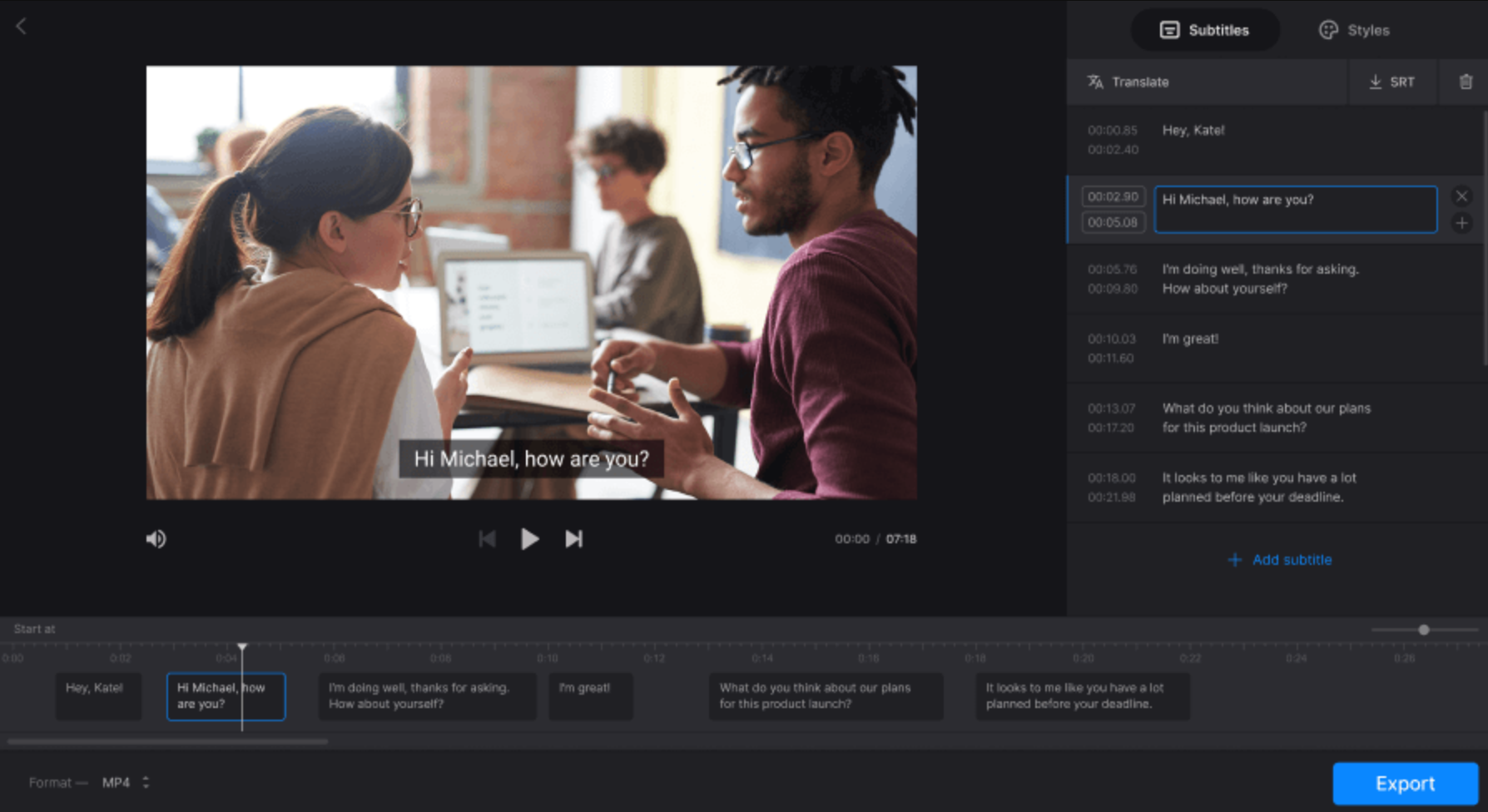 Interface ng Clideo - isang libreng online na video clip editor