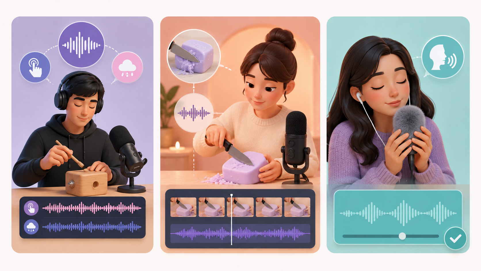 High-quality ASMR isolated sound layer graphics