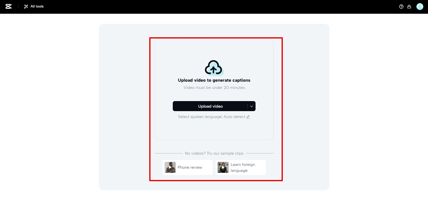 Uploading video to CapCut Web