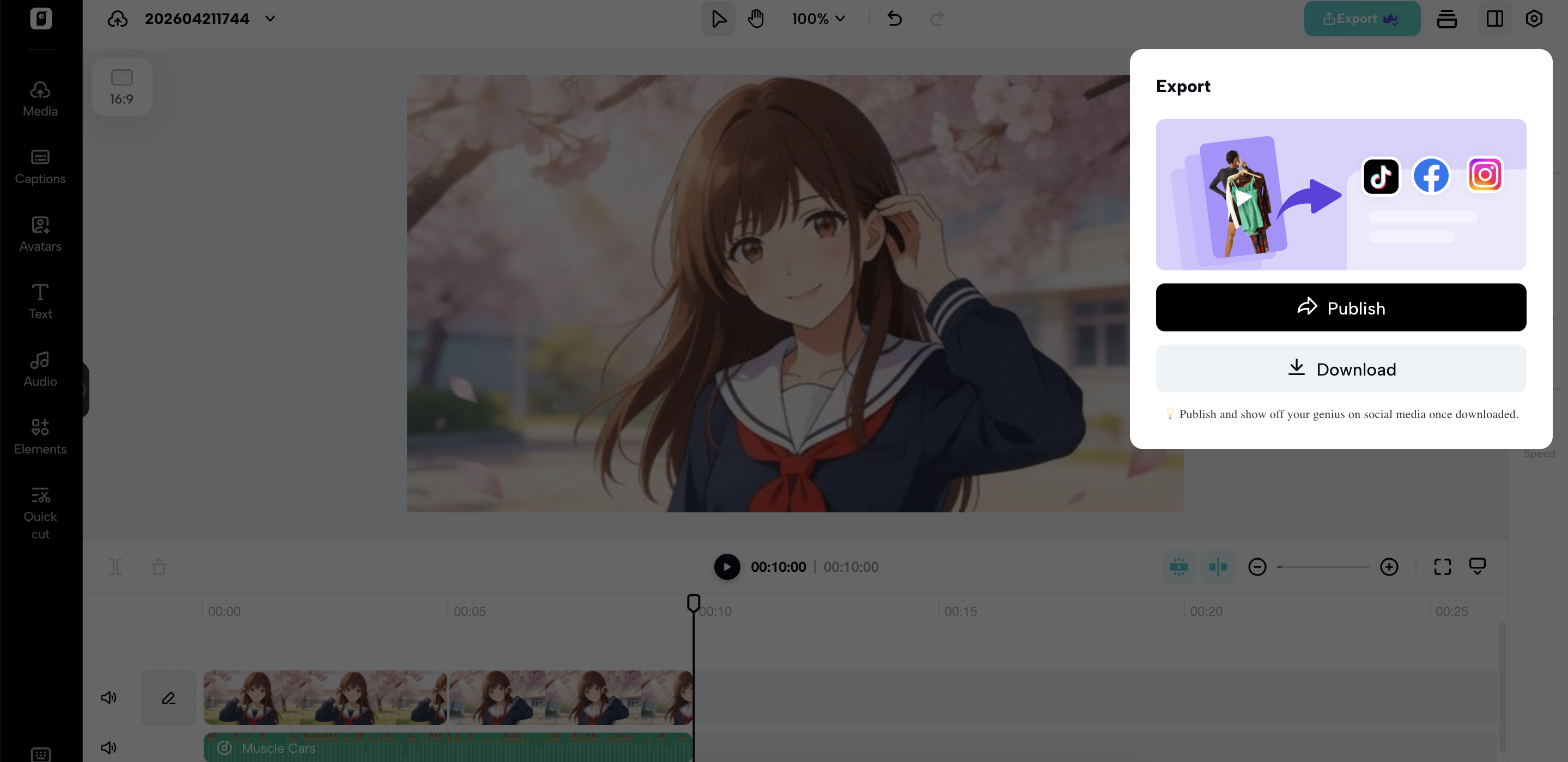 Export the slideshow