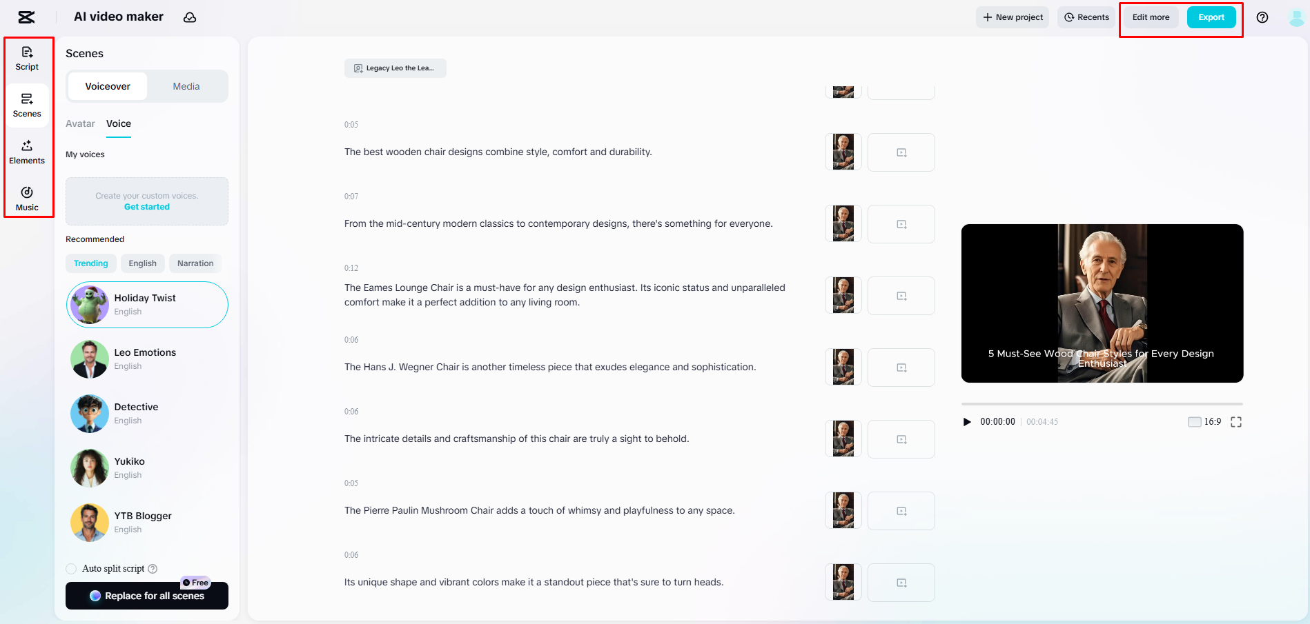 Add elements and music to video