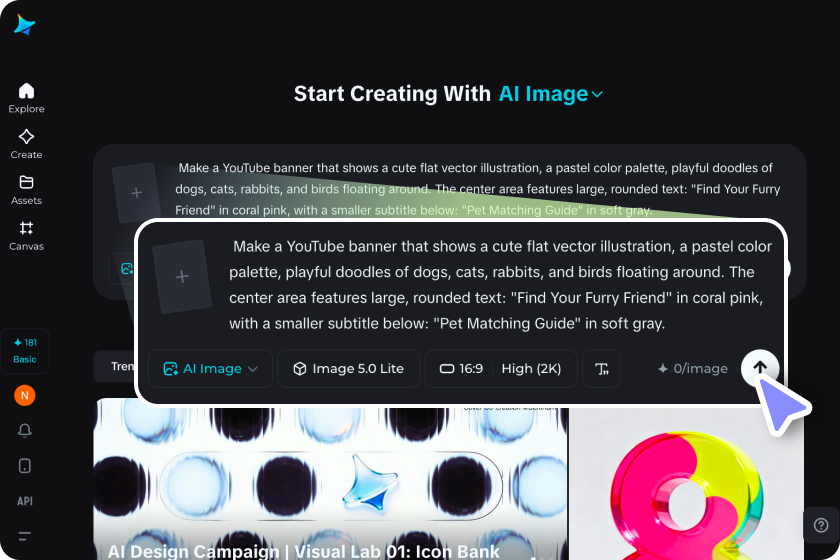 type your prompt for YouTube banner generation