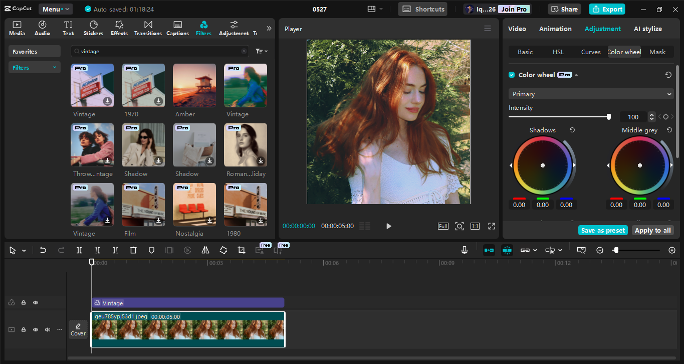 Interface of the CapCut desktop video editor