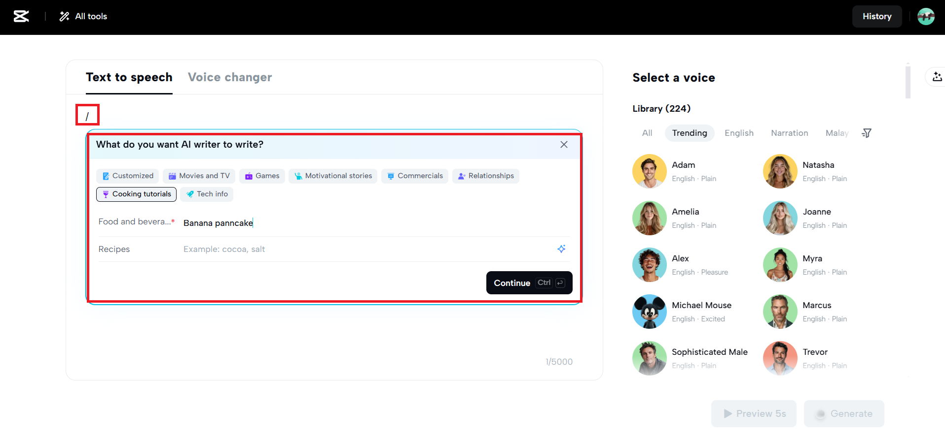 Upload your text manually or get the help of AI