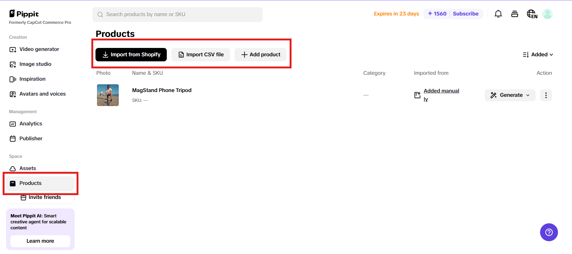 Easy product import for smarter content creation