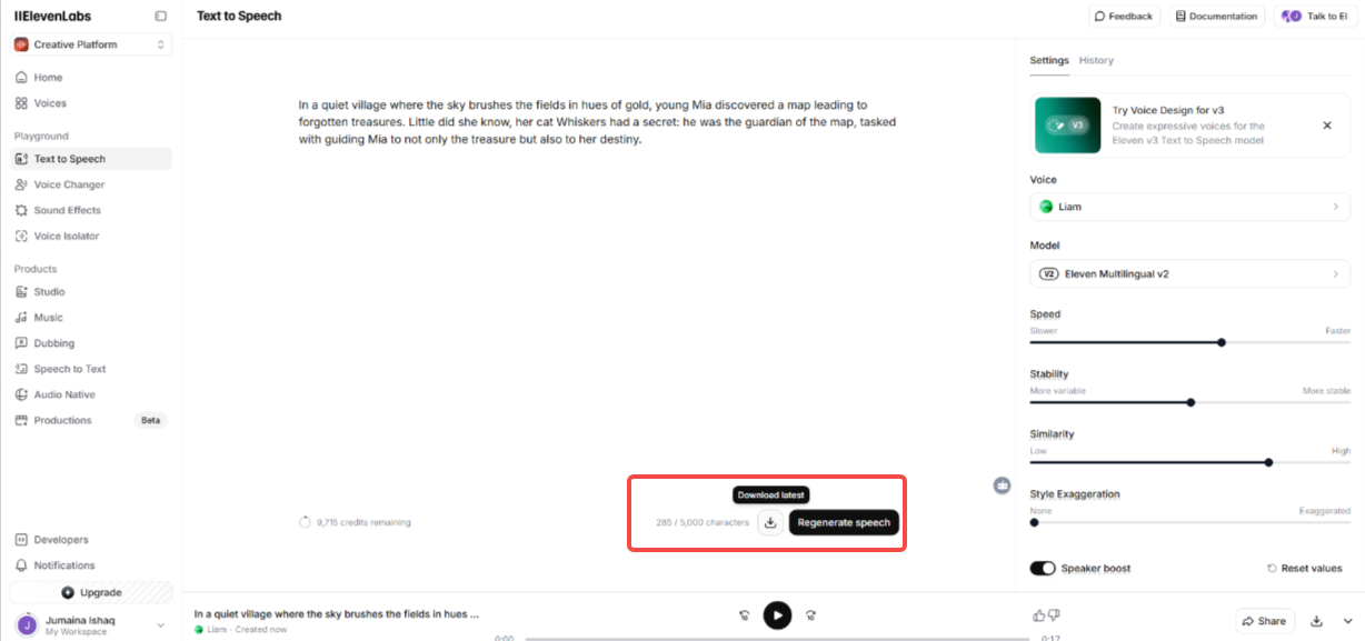 Muat turun suara AI yang dihasilkan