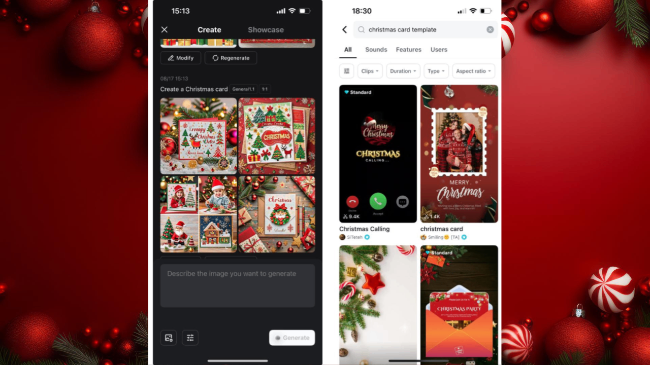 CapCut App for Christmas card design