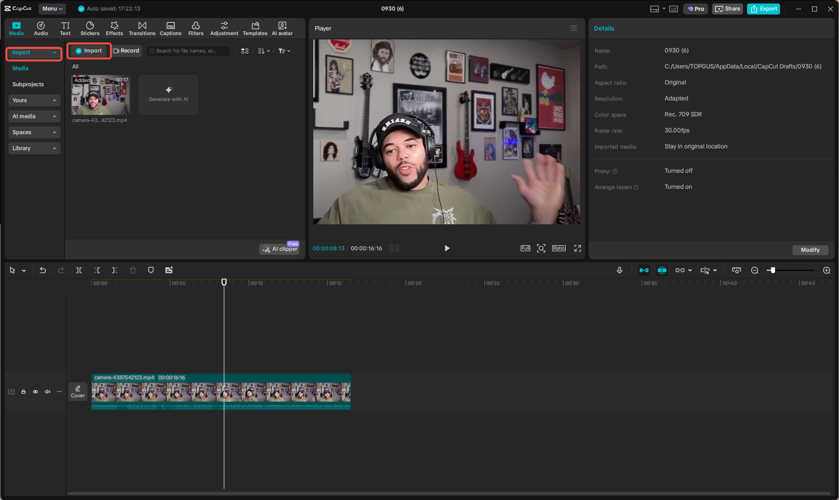 Import your video