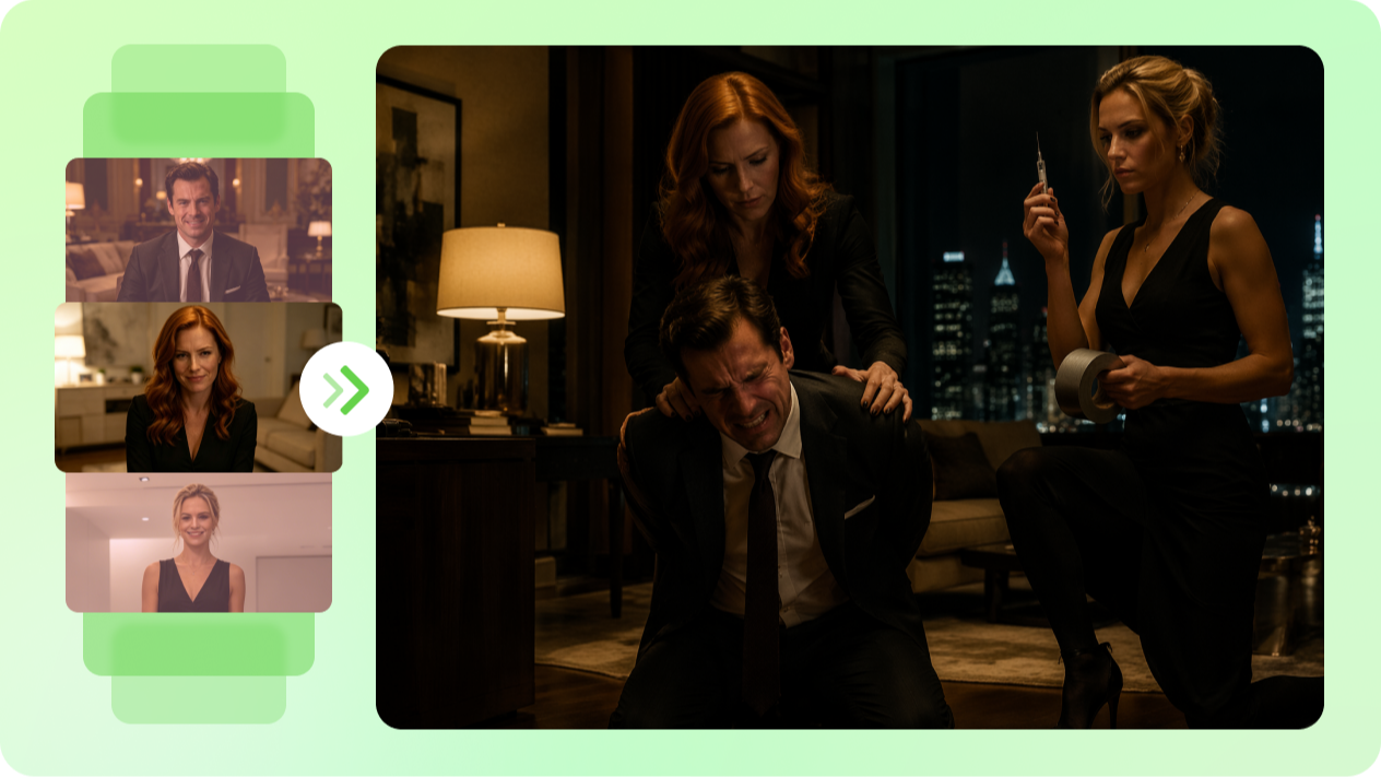 Bygg kompletta storyboard-sekvenser från flera scenpaneler