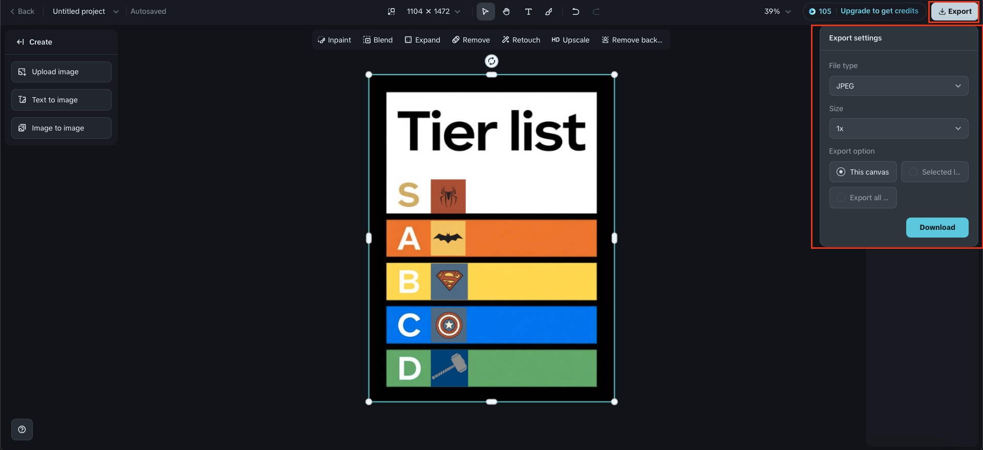 Dreamina: Make your own tier list for free