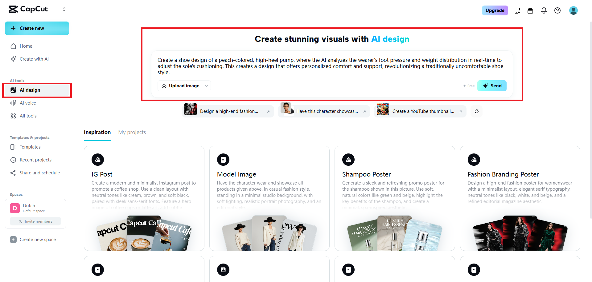 Ange din uppmaning för att skapa skodesign