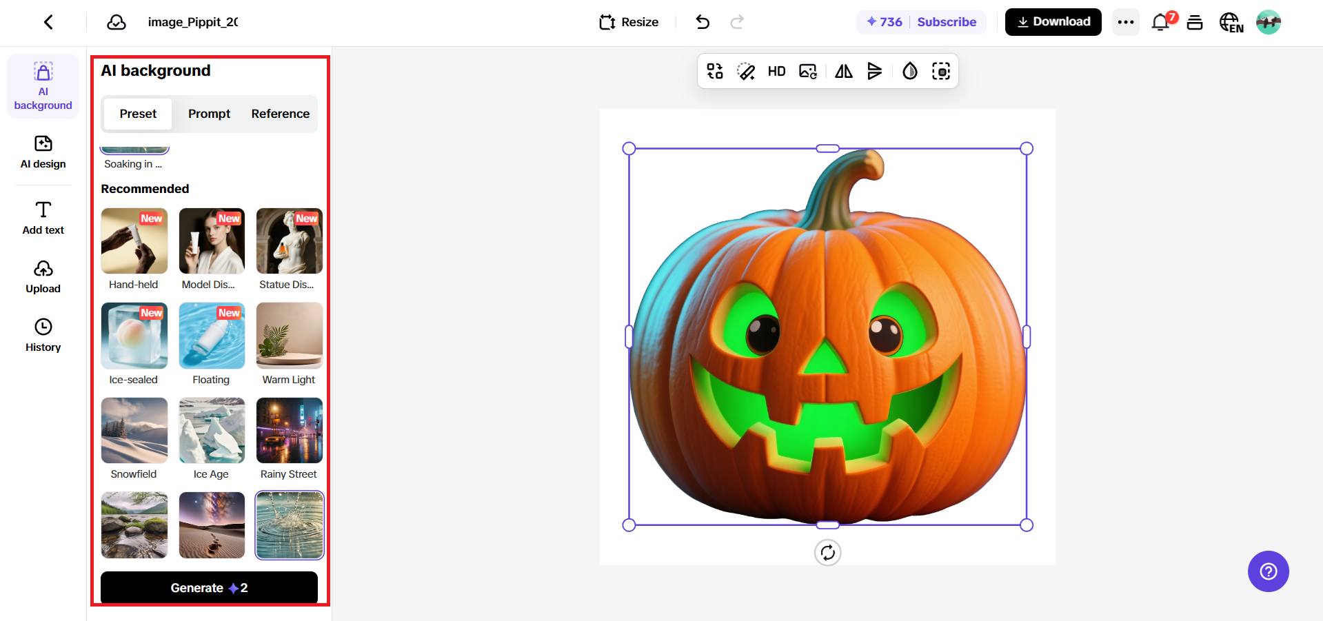 Change the image background