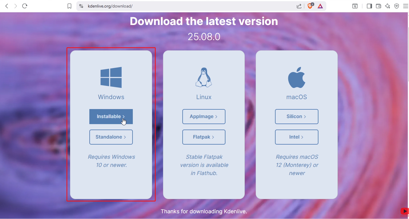 Downloading the installer