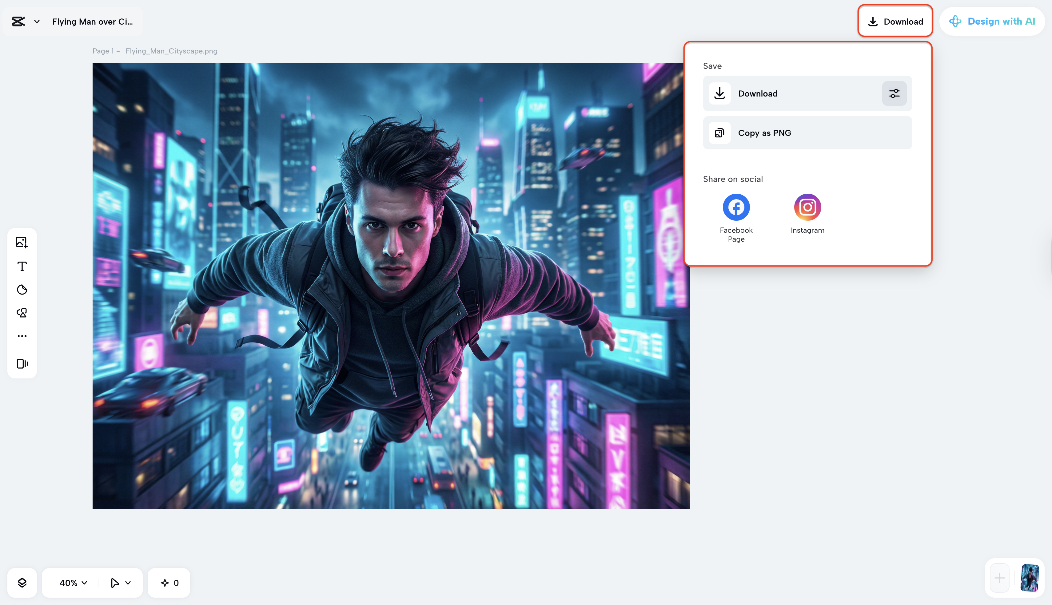 Export your polished AI flight image