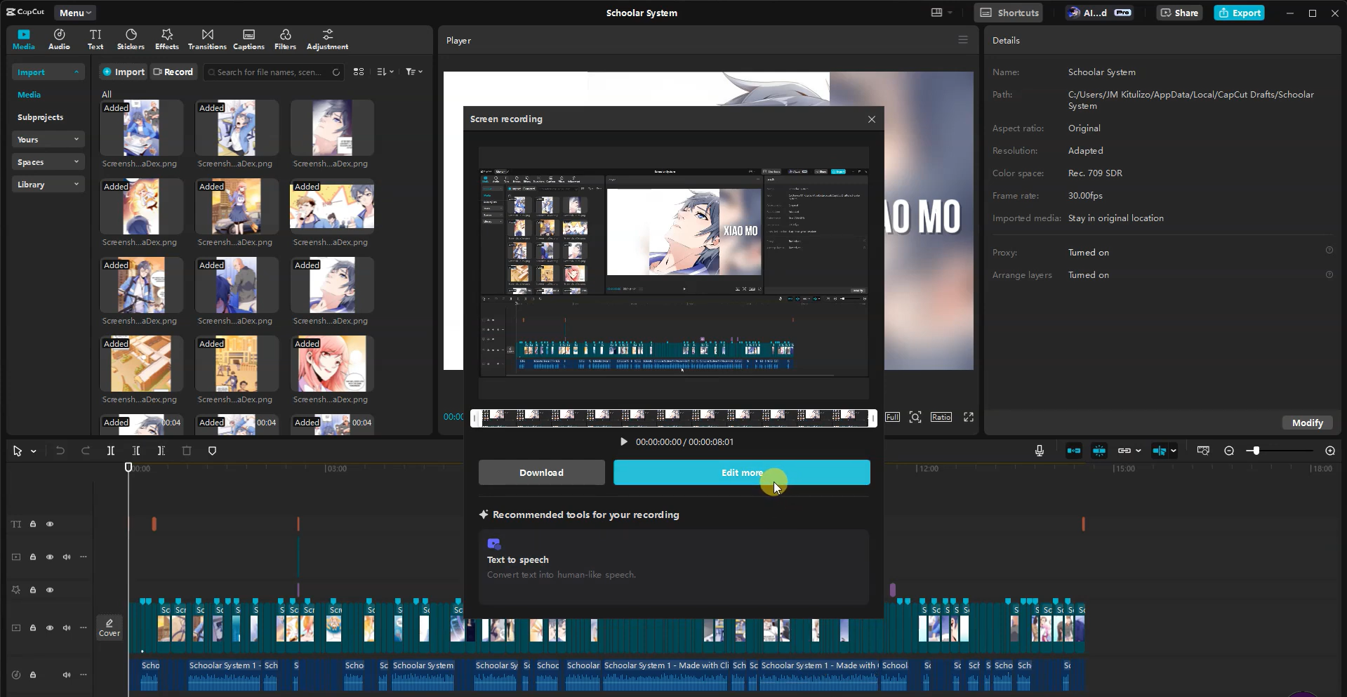 Interface of CapCut desktop video editor - one of the best alternatives to DU screen recorder