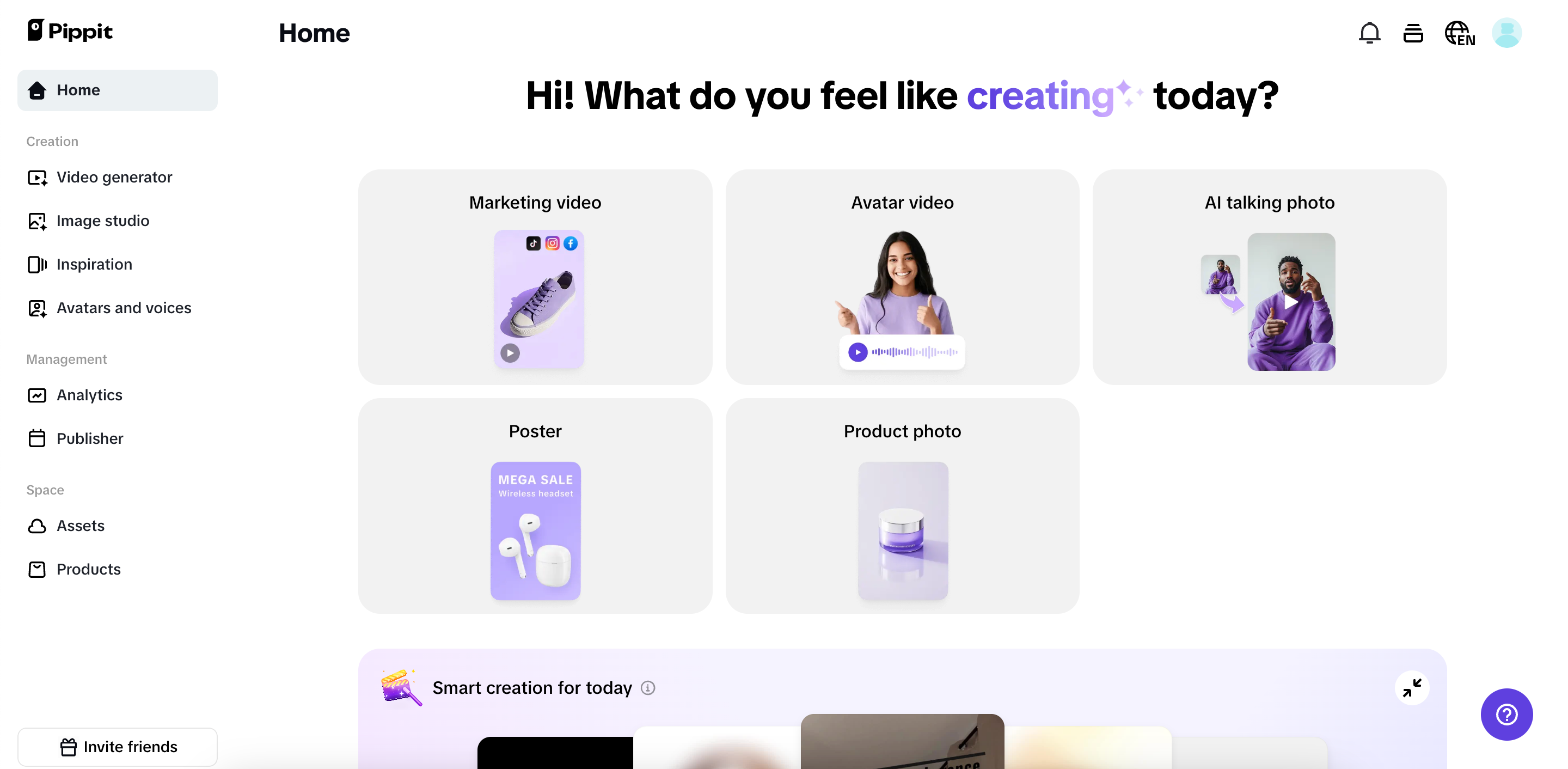 Pippit main homepage