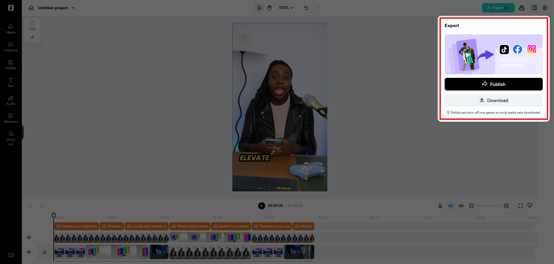 Export your marketing video