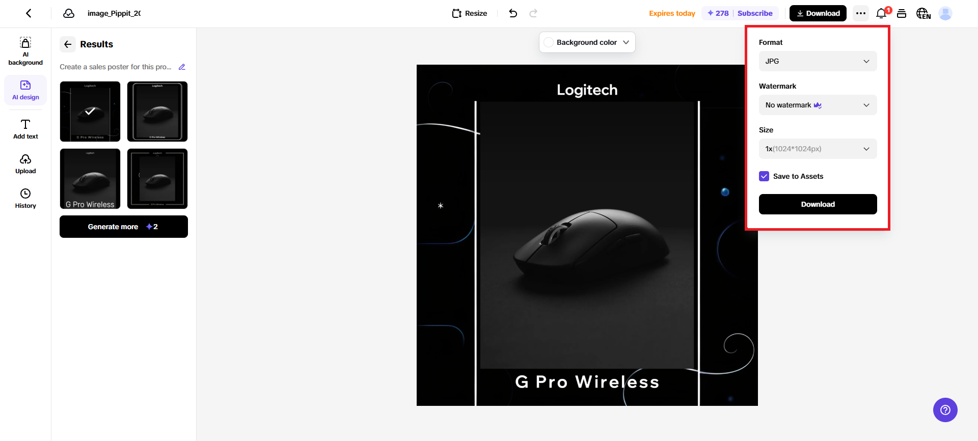 Export your product poster
