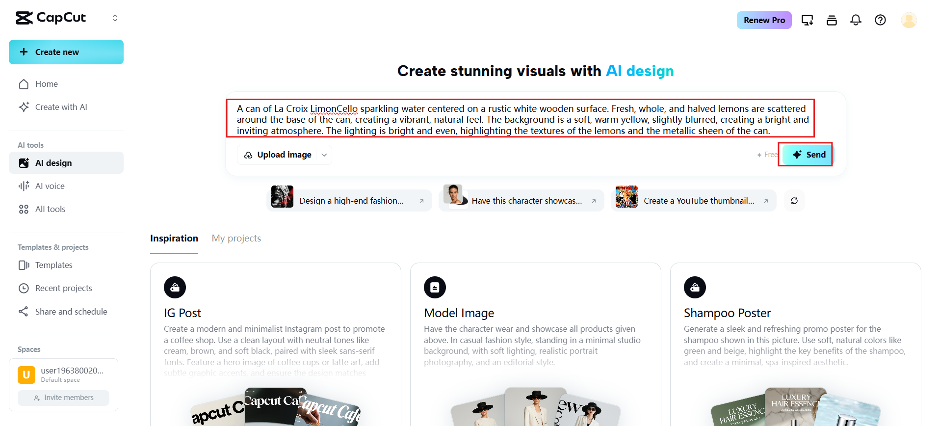 Input description and generate