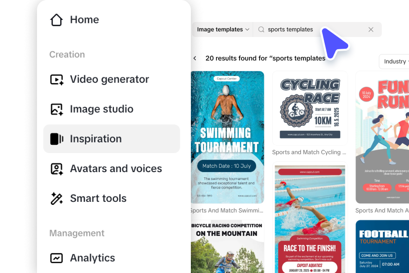 Choose a sports template