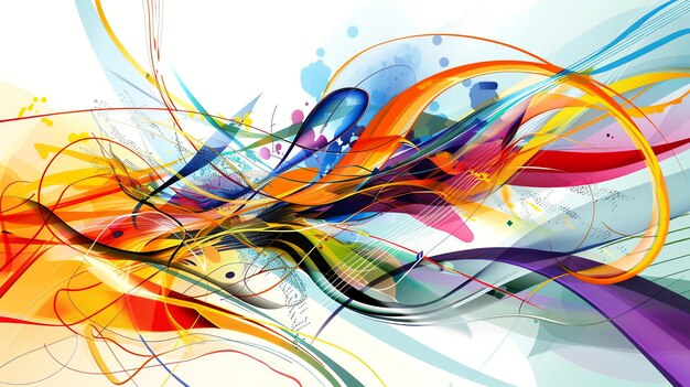 Colorful abstract shapes and flowing digital patterns