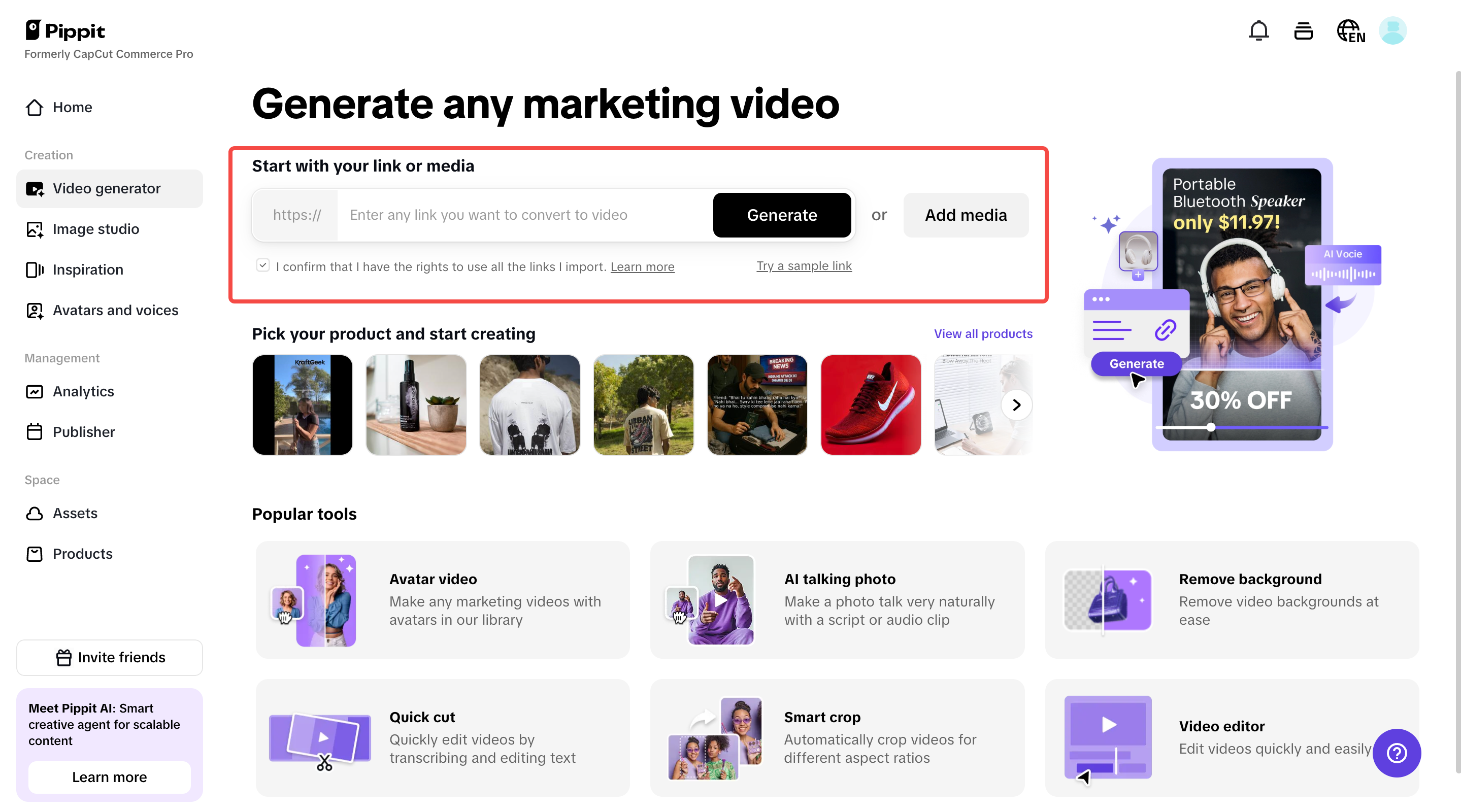 Enter product link or media