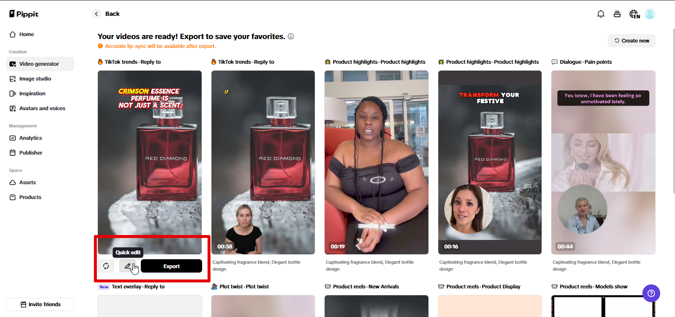 Exporting and sharing video on social media