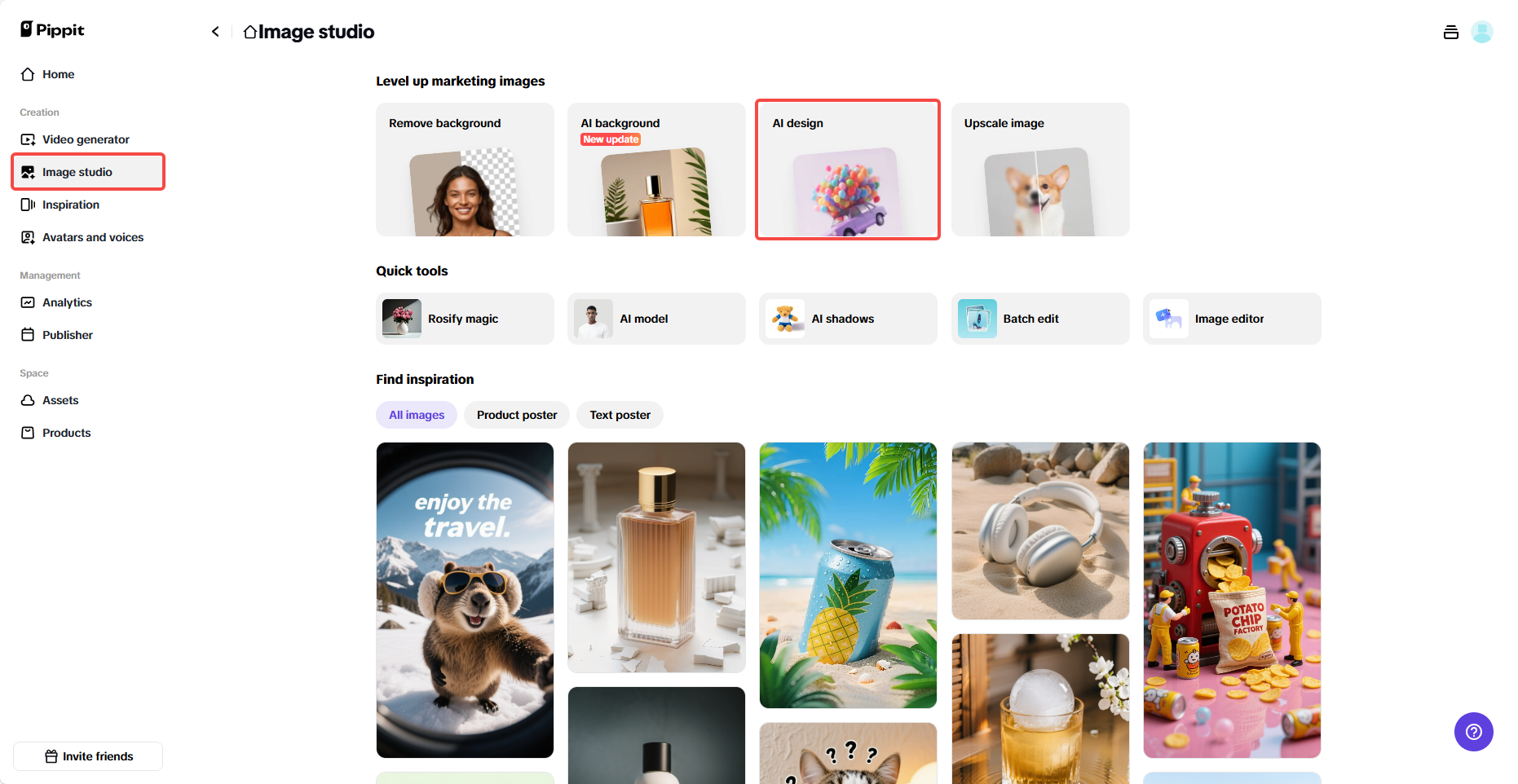 Crie visuais prontos para plataforma