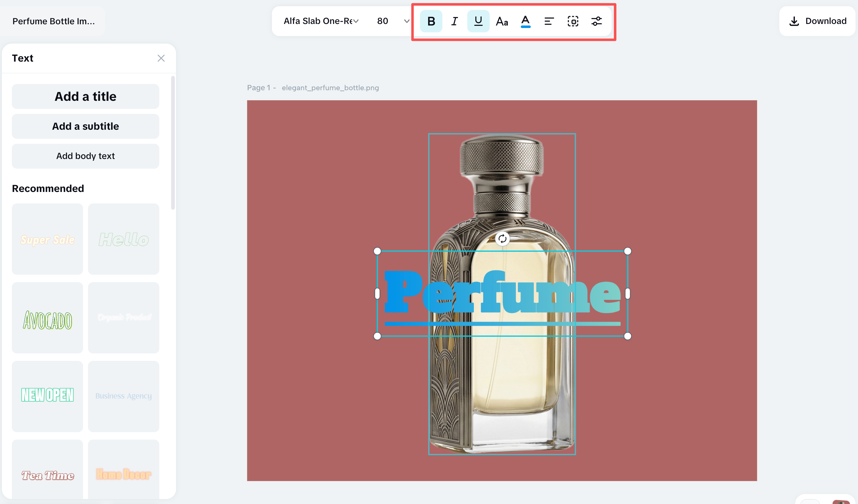 Customizing font styles with bold and color settings in