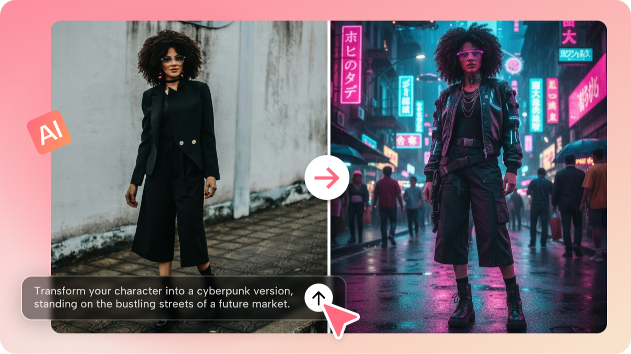 Convierte el retrato en estilo cyberpunk
