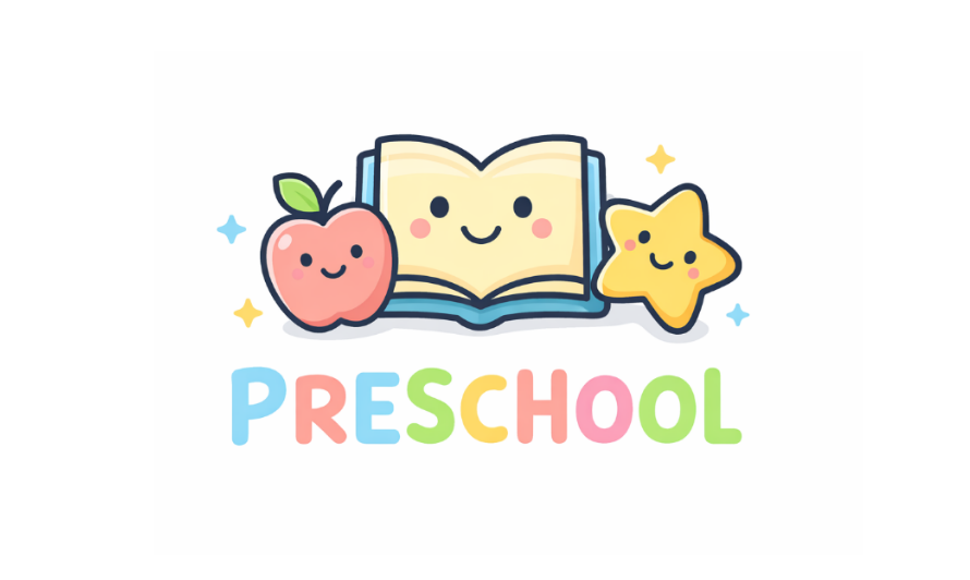 Playful and friendly preschool logo design with soft colors