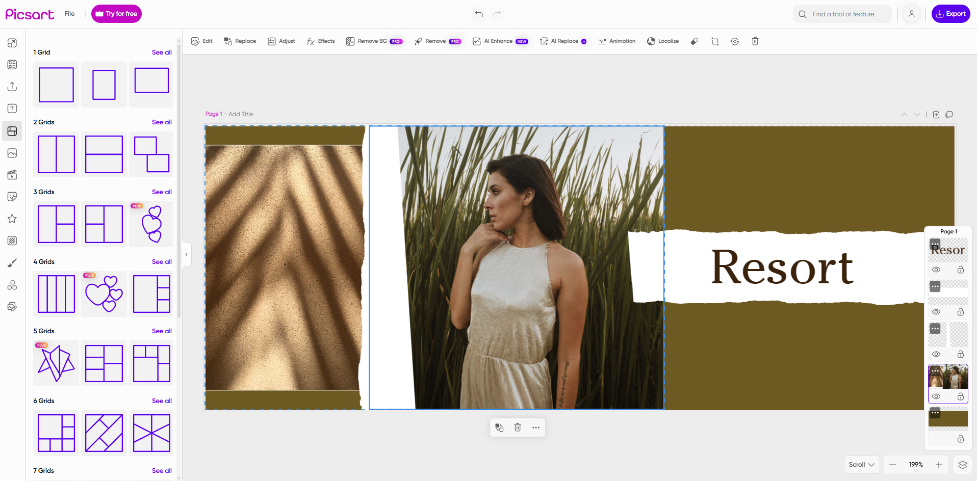Interface of Picsart - an efficient Twitter header maker