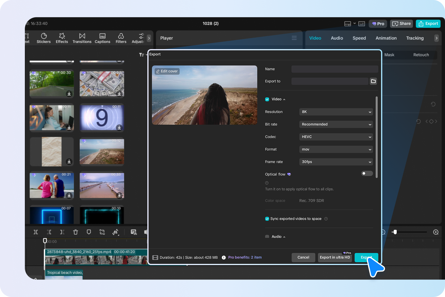 Exporting the video from the CapCut desktop video editor