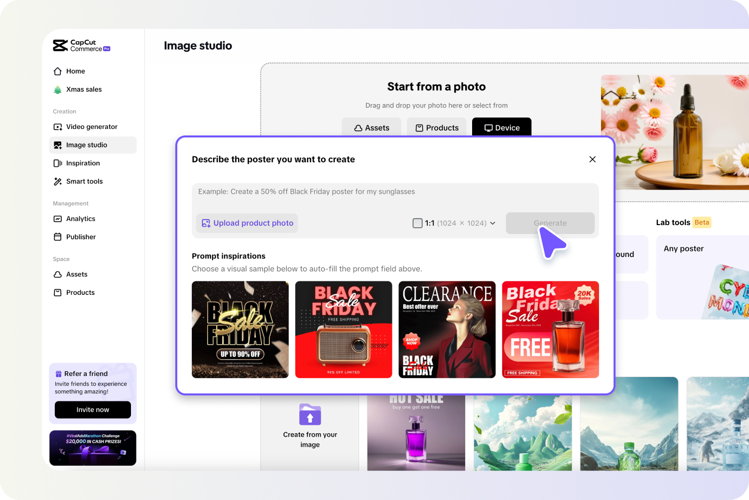description=The Pippit image editor interface showing an image that has just been upscaled. The upscaling options (2x, 4x) are visible, along with other enhancement tools like 'Retouch' and 'Effects' in the side panel.