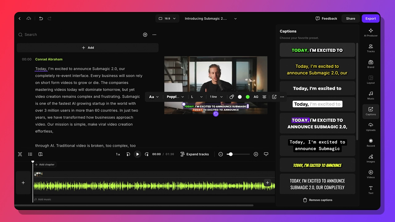 Interface of Riverside - ett användarvänligt verktyg för AI-videotranskription